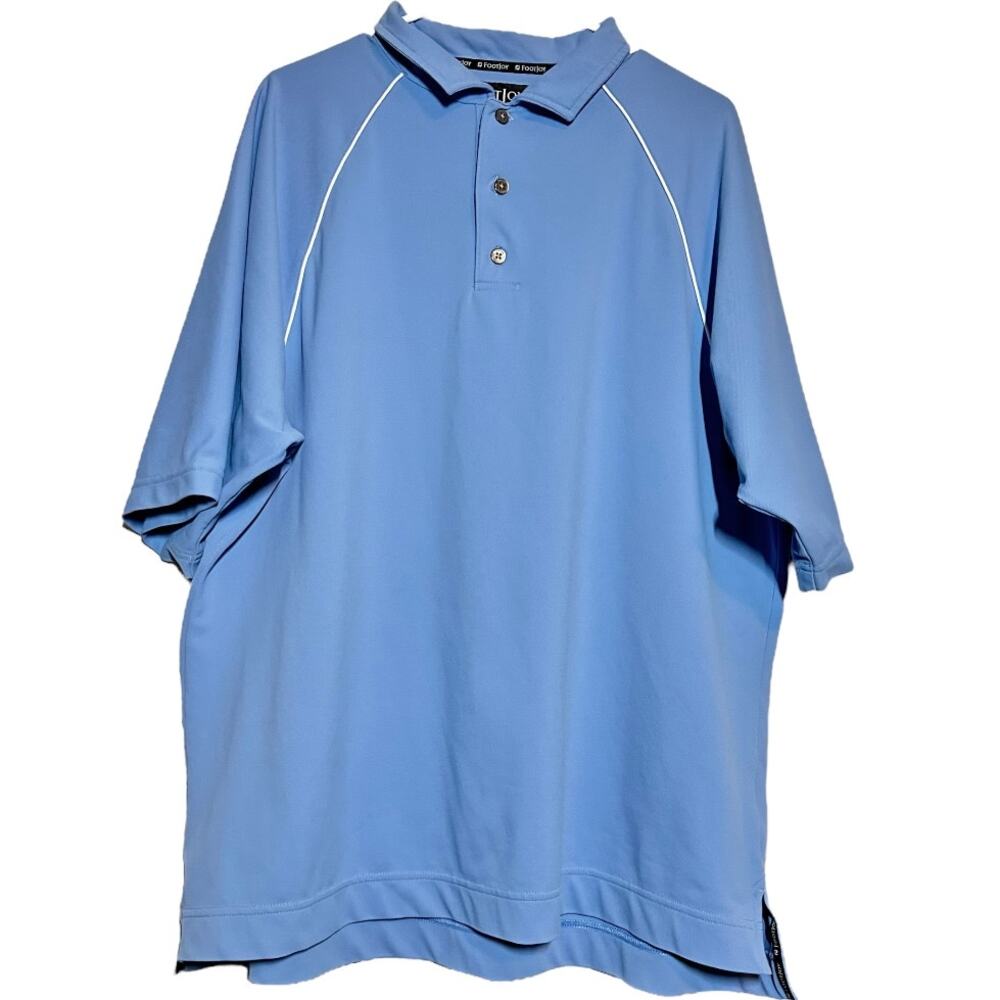 FootJoy Golf Polo Shirt Short Sleeve Collared Side Split Contrast Stitch Blue L